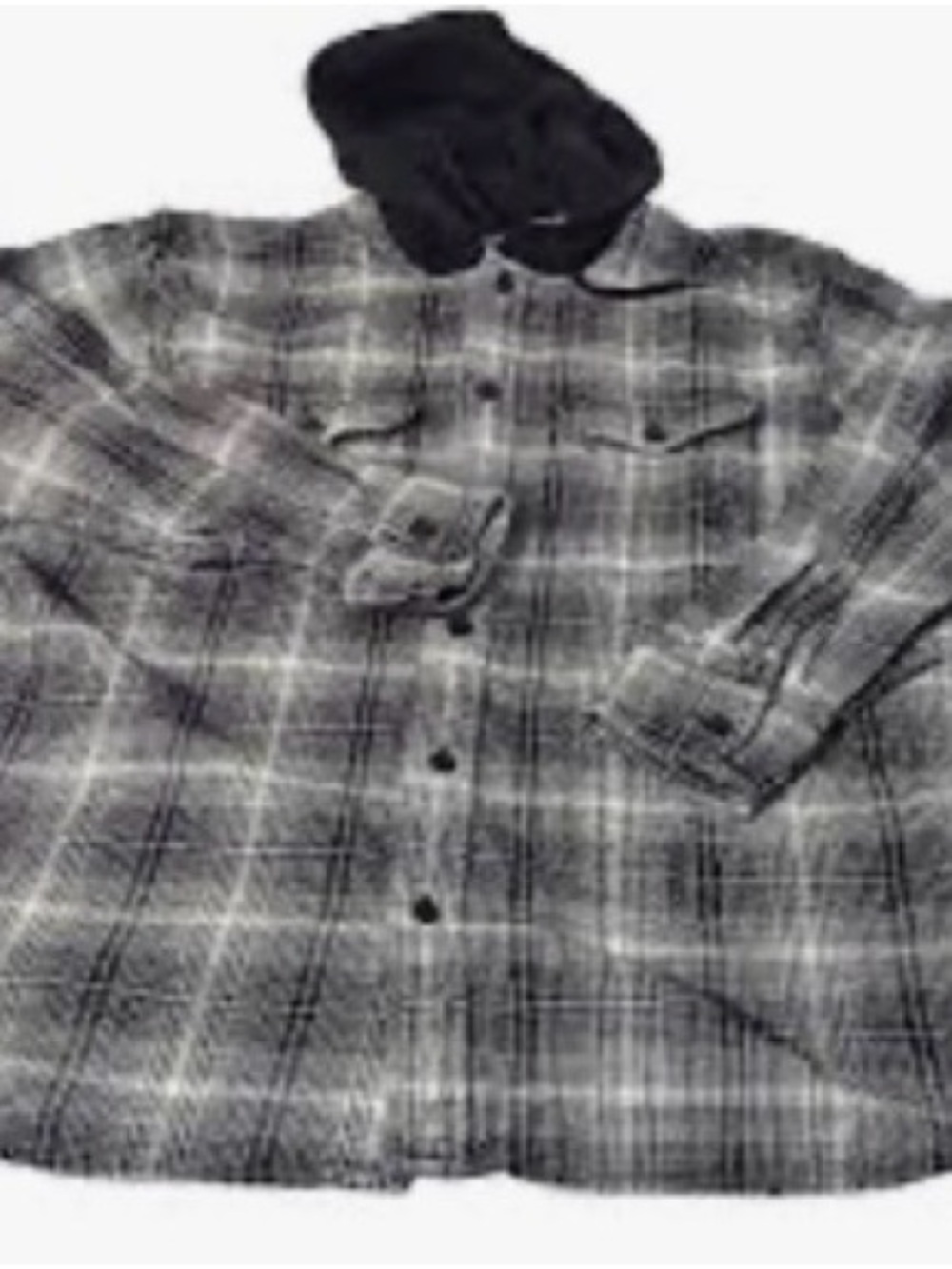 Levi's Black & White Plaid Worker Jacket with Hood